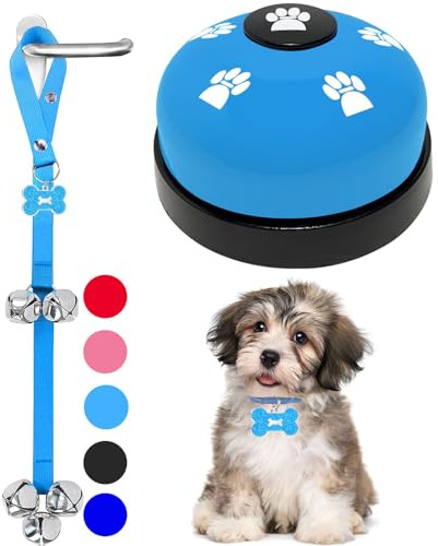 KEXIAVA 2 Pcs Dog Bells Toilet Training Dog Doorbell Dog Training Bell for Puppy Potty Adjustable Strap Dog Door Bell and Communication Device Dog Bell Cat Puppy Interactive Bell (Light Blue)