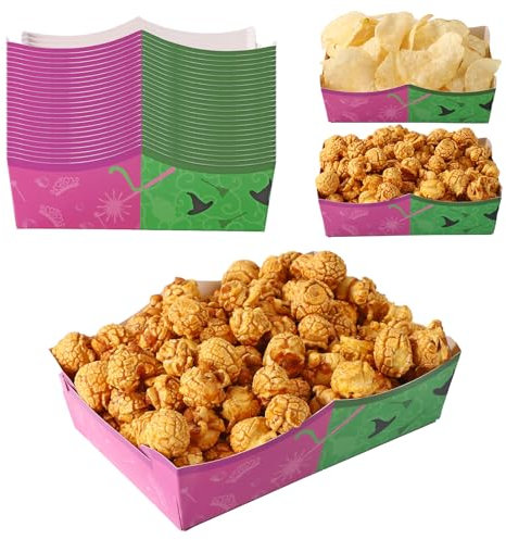 24uds Bandejas Comida Brujas, Bandejas Papel Servir con Temática Rosa y Verde Impermeables y Resistentes Grasa Fáciles Ensamblar Suministros Decoraciones para Fiestas Cumpleaños Aniversario