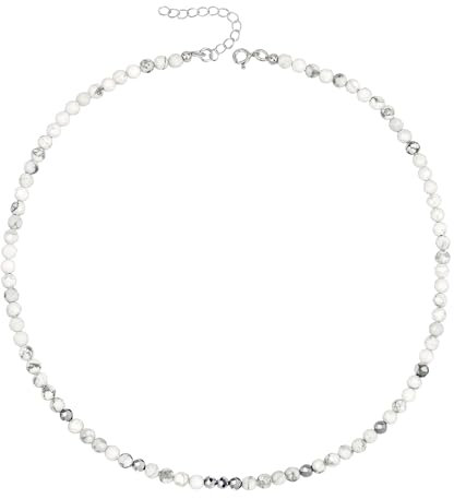 Unique Gems Bracelet de cheville en filigrane Turquoise blanche Pierres précieuses chaîne de Perles faccetté Ø 4mm 22cm + 4cm
