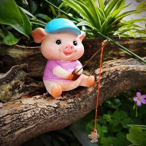 FONDUO Deko Garten Frosch Figuren für Miniteich Deko Gartenfiguren für Draußen Wetterfest Gartendeko Ornament Harz Statue für Garten Zinkwanne Teich Balkon Terrasse Gartenteich Teichdeko Geschenk (G)