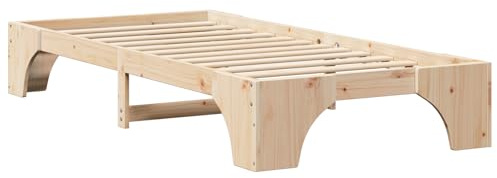 vidaXL Bettrahmen Natur 100 x 200 cm Massives Kiefernholz, Stylisches, rechteckiges Kiefernbett für Moderne Schlafzimmer, Robustes Design, echtes Holz Möbelstück