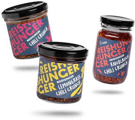 REISHUNGER Chili Crunch Probier Set – 3 Sorten | Perfekt als Topping