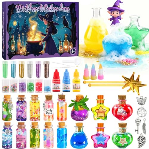 Tutukyle Zaubertrank Set Kinder, Adventskalender 2025 für Kinder ab 6 Jahren, Magische Zaubertrank Fläschchen zum Mischen Experimentieren, Kreatives Geschenk Magic Potion