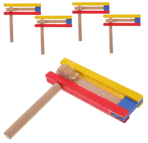 PERSELOSO 5 Pièces Crécelle Bois Traditionnelle Jouets à Bruit Rotatifs Autonomes pour Événements Festifs Fêtes Anniversaire et Activités