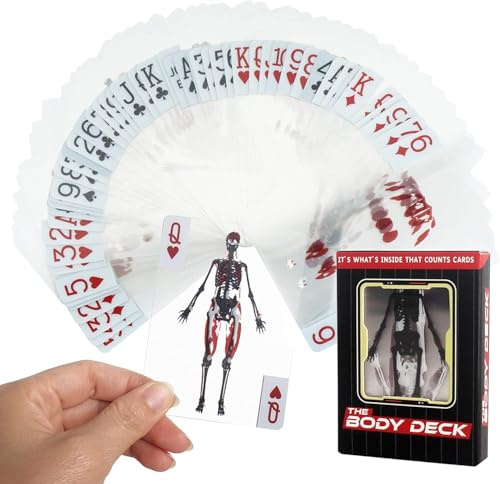 The Body Deck, Halloween Skelett 3D Bild Spielkarten, Transparente Menschliche Anatomie Spielkarten, Mannequin Body Deck Skelett, Spielkarte zur Menschlichen, Playing Cards für Halloween Spiele, Party