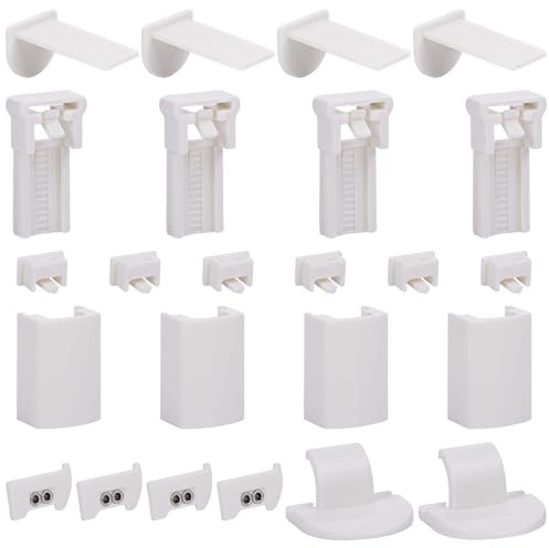 Klemmträger Zubehör,24 PCS Plissee Klemmträger Set Klemmfix Halterung zum Kleben und Klemmmontage Ohne Bohren Fenster Plissee Ersatzteile Zubehör Inkl Halterungen