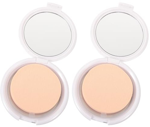 Gatuida 2 Stück Tragbare Make Up Puderbox mit Spiegel und Puff Kleiner Kissen Foundation Container aus Langlebigem Material Kompakte Reise Puffbox für Creme Foundation