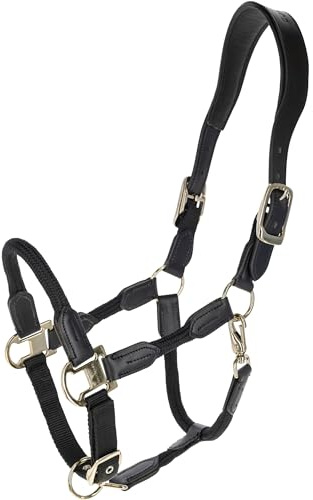 Covalliero - Halfter Cordano Deluxe FS26 – Robustes Halfter für Pferde – optimale Passform – Pferdehalfter mit Karabinerhaken & Leder-Genickriemen – Schwarz (Black) – Vollblut