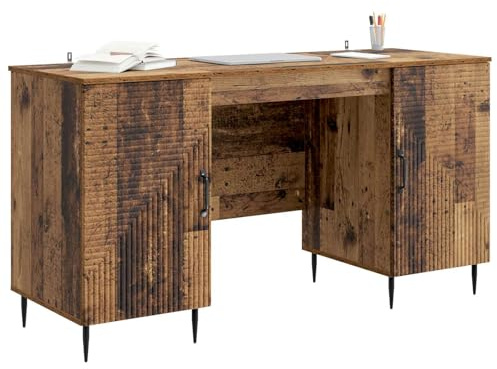 vidaXL Schreibtisch mit Regal Altholz 142,5 x 50 x 75 cm Holzwerkstoff, Wohnzimmertisch, Vintage-Style, viel Stauraum, aus Holz, perfekt fürs Lernen, Bastelarbeiten, Home Office