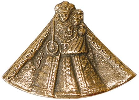 MaMeMi Schutzmantelmadonna * vollplastische Bronzefigur * 4 cm | Miniatur Madonna Figur aus Bronze, Ideal als Religiöses Geschenk oder Handschmeichler, Edle Christliche Dekoration