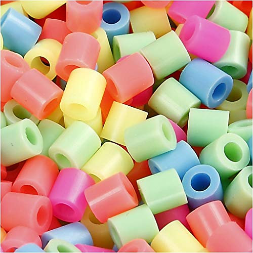 Bügelperlen, Größe 5x5 mm, Lochgröße 2,5 mm, pastellfarben, medium, 5000sort.