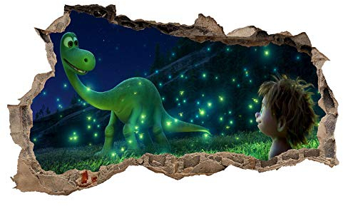 3D Wandtattoo Mauerloch Wandsticker Wandaufkleber Durchbruch Kinder selbstklebend H 60 x B 100 Schlafzimmer Kinderzimmer (WL18 Comic Dino)