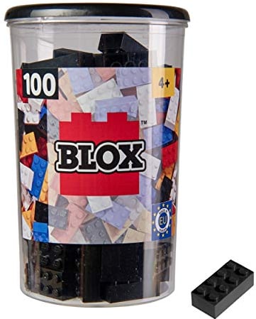Simba 104118916 - Blox, 100 Schwarze Bausteine für Kinder ab 3 Jahren, 8er Steine, inklusive Dose, hohe Qualität, vollkompatibel mit vielen Anderen Herstellern