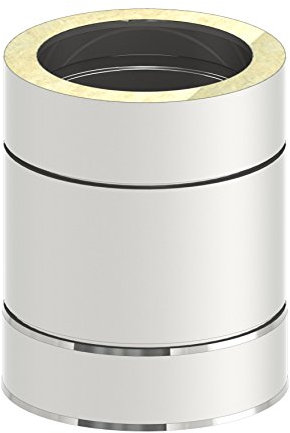 Schornstein - Längenelement DW doppelwandig, 250mm Länge und 130mm Durchmesser, Innen/Außen je 0,5 mm Wandstärke, Edelstahl