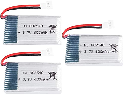 YUNIQUE GREEN-CLEAN-POWER - 3x LiPo Akku 3.7V 600mAh für RC Quadcopter | Kompatibel mit Syma X5 X5C X5SC X5SW, Cheerson CX-30W, Skytech M68, Wltoys F949 | Leicht & Modisch, Silber