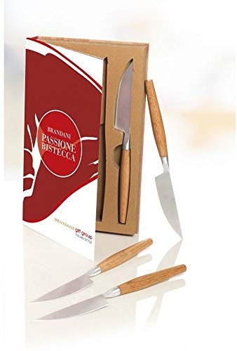 Brandani 54097 coltello passione bistecca set 4 pezzi in acciaio inox e legno
