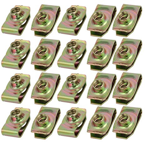 Sourcingmap 20pcs Spring Steel Speed Fastener Extruded U Nut Brass Tone for M8 Screw