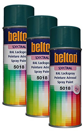 3x KWASNY 324 088 BELTON SPECTRAL Lackspray RAL 5018 türkisblau hochglanz 400ml