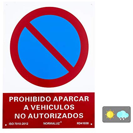 Normaluz RD41038 - Señal Prohibido Aparcar a Vehículos No Autorizados PVC Glasspack 0.7 mm, 30 x 40 cm, Rojo