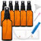 HandsUnity 50ml-6 piezas Botella de Vidrio Pulverizador - Farmacia Ámbar Botella de Vidrio Conjunto con Atomizador Negro Botella de Vidrio Pulverizador de Vidrio Marrón incluyendo 17 Accesorios