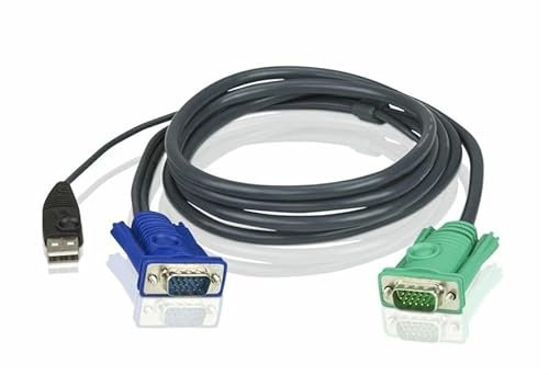 ATEN USB KVM CABLE 5M (2L-5205U) 2L5205U, VGA, HD-15, USB A, SPHD-15, MACHO/MACHO, NEGRO, CE700A CL5708M CL5716M CL5800N CL5808N CL5816N CN8000 CS1308 CS1316 CS1708A CS1708I ...