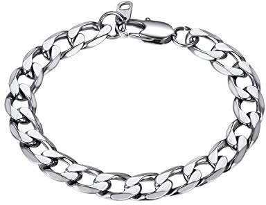 Bandmax Panzerkette Herren Armband 19CM Kette Edelstahl Armkette Damen kubanische Kette Gliederarmband Freundschaftskette Schmuck für Jungen Mädchen