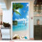 DSAOMO Stickers Porte Trompe l'oeil Vue sur la mer - Scene de Jeu vidéo Vinyle Imperméable Rectangulaire 77x200cm (2 pièces) Bleu pour Salon Chambre - Indoor - Usage unique