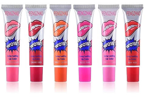 6 Colors Tattoo Magic Color Lip Stain Tint Long Lasting Lip Gloss Set for Women Peel Off Colorful Matte Sexy Colors
