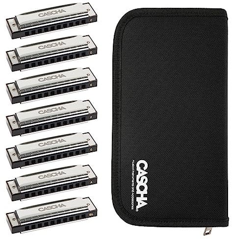 HH 2223 CASCHA Blues Harmonica Set mit Tasche, diatonisch, 7 Tonarten: C - D – E – F – G – A – Bb