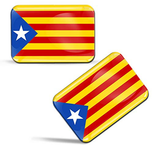 Biomar Labs® 2 x Aufkleber 3D Gel Silikon Stickers Spanien Flagge Katalonien Spanisch Fahne Katalanisch Estelada Blava Catalunya Flag Auto Motorrad Fahrrad Fenster Tür PC Tablet Laptop F 91