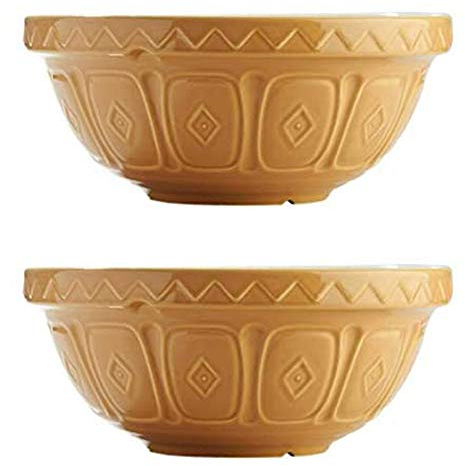 Mason Cash S24 Chip Resistant Earthenware Mixing Bowl 24cm Beige (Pack of 2)