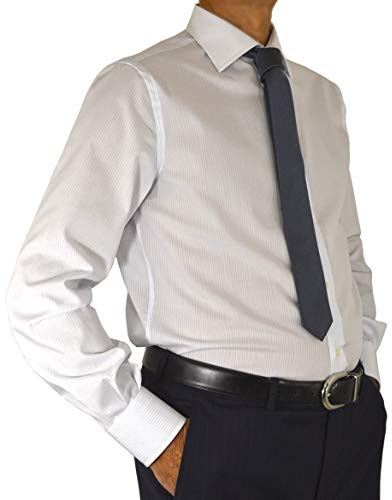 Joyful J21 Camicia Uomo 100% Cotone No Stiro Regular Fit Riga Cielo Manica Lunga