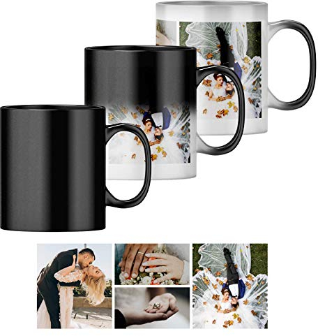 Personalised Heat Change Mug with Four Photo Collage (11oz) Personalise 4 Photos. Magic Heat Collage Photo Mug Gift