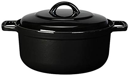 PEGANE Cocotte Noir 4 à 6 Personnes en Fonte émaillée - 24 cm