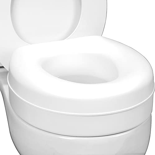 HealthSmart Rialzo rialzato per sedile WC che si adatta alla maggior parte dei WC standard (rotondo) per un maggiore comfort ed elevazione, con cuscinetti antiscivolo, idoneo FSA HSA, 15,7 x 15,2 x