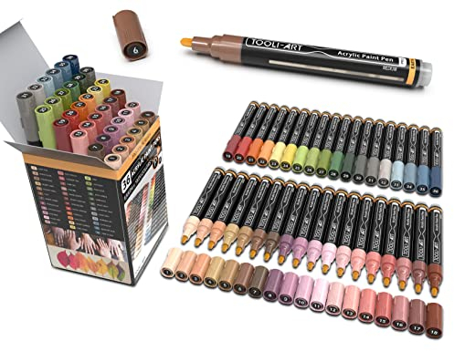 36 Acrylstifte Haut- und Erdton-Marker-Set für Felsmalerei, Leinwand, Tassen Glas Kunststoff Holz, Metall Stoff schnell trocknend acrylstifte für steine wasserfest acryl stifte acryl marker MITTEL