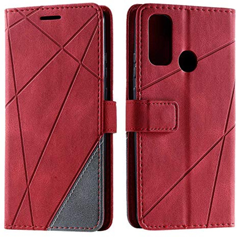 SONWO Cover per Huawei P Smart 2020, Flip Caso in PU Pelle Case Cover Portafoglio Custodia per Huawei P Smart 2020, [Kickstand] [Slot per Schede], Rosso