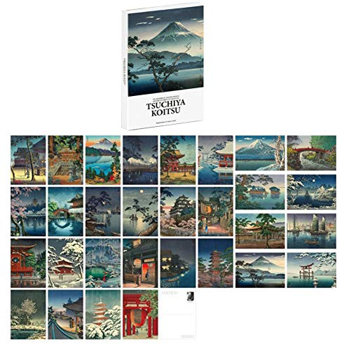 30 Stück 1 Set japanische Landschaft Ukiyoe Postkarten Set Literarische Grußkarten Segen Nachricht Karte Postkarte in Box (Tsuchiya Mitsui)