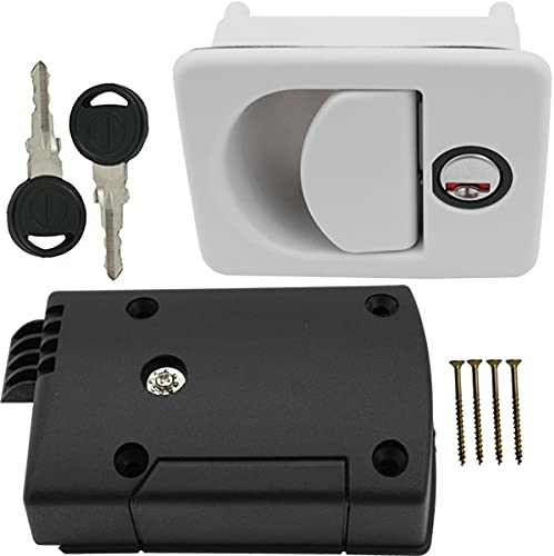 Serratura per porta, serratura per roulotte, camper, caravan, colore bianco