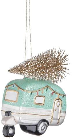BUTLERS Weihnachtskugel Wohnwagen Hang ON | Christbaumkugel Glas, Weihnachtsbaumschmuck lustig, kreative Baumschmuck für Weihnachten, Weihnachtsdeko für Girlande & Weihnachtsbaum Deko