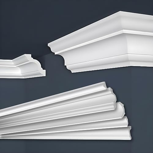 Marbet Design Deckenleisten aus Styropor XPS - Hochwertige Stuckleisten leicht & robust im modernen Design - (2 Meter E-15-80x80mm) Dekorleisten