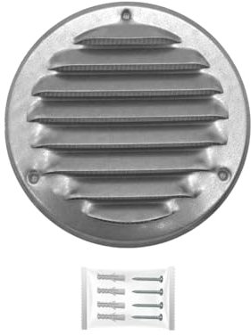 H&C VENT Rejilla Ventilación Ø 100mm Metálica │Para Extractor de Baño Cocina Exterior Interior │ Rejilla Aire Acondicionado Conductos Pared Techo Tubo HVAC │ Cubierta de Acero Redonda con Mosquitera