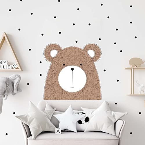 WANDKIND Tierkopf Bär Wandtattoo Kinderzimmer V363 | handgezeichnet | AUFKLEBER Kindergarten | Wandsticker Teddybär (40 x 40 cm)