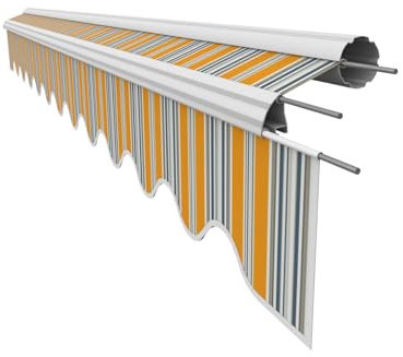 VANA Markisenstoff mit Volant für 3 x 2 m Markisen Ersatzstoff Markisentuch Bespannung Sonnenschutz fertig genäht Maß Tuch 2,82 x 2 m Volant 2,82 x 0,21 m Design SPD040