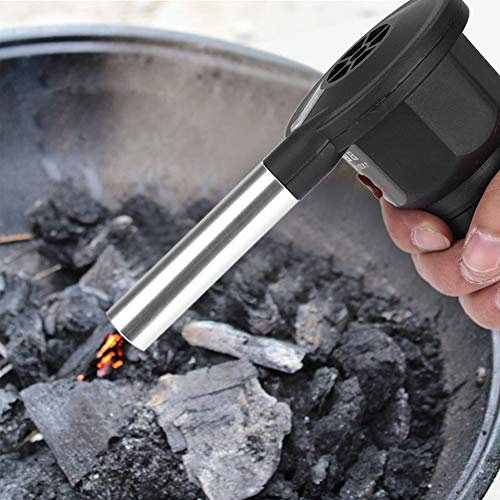 Outdoor Kochen BBQ Ventilator Luftgebläse, Tragbarer PP + Aluminiumlegierung, BBQ Luftgebläse Fan BBQ Grill Gebläse für Camping Wandern Grill Picknick Herd Schwarz