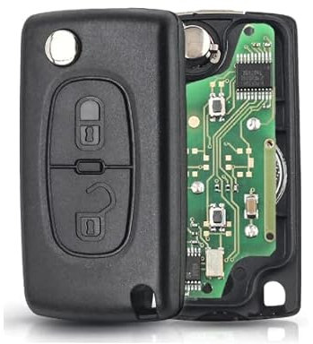 Telecomando Compatibile con Citroen C2 C3 C4 C5 Picasso Peugeot 107 206 207 307 308 406 407 Circuito Elettronico 433 mhz Chip Transponder Duplicato Chiave (SI Supporto Batteria + SI Lama Scanalata)
