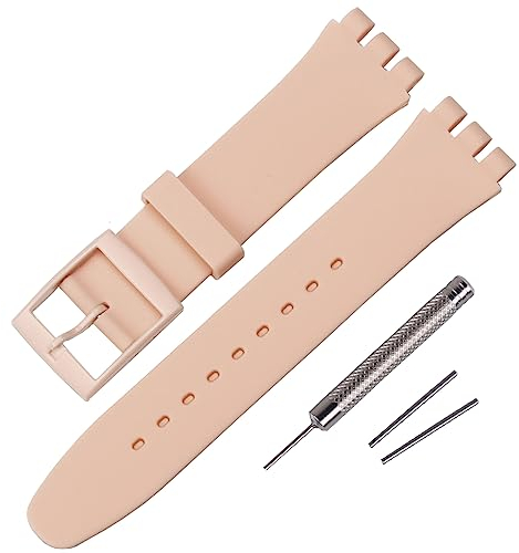 Rihahisy Silikon Gummi Uhrenarmband/Uhrenarmband Ersatz für Swatch(17mm, Ivory)