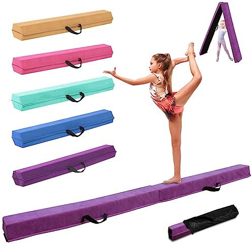SportBob Schwebebalken für Zuhause, 240cm Balken Turnen Klappbar Tragbar für Kinder Erwachsene, Gymnastik Balken Balance Beam mit Rutschfester Gummiboden für Professionelle Turner oder Anfänger