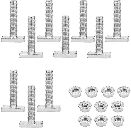 Vordpe Set di 10 viti a testa martello, M8 x 30 mm, in acciaio inox A2-70, fotovoltaico, con dado a flangia, per moduli in pV, profilo in alluminio fotovoltaico, serra, fotovoltaico, guida di