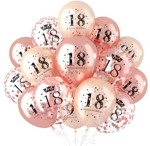 18th Birthday Decorations for Girls, Rose Gold Happy 18th Birthday Balloons for Her, Chrome Rose Gold 18th Birthday Anniversary Party Supplies, 18 Year Old Party Decorations